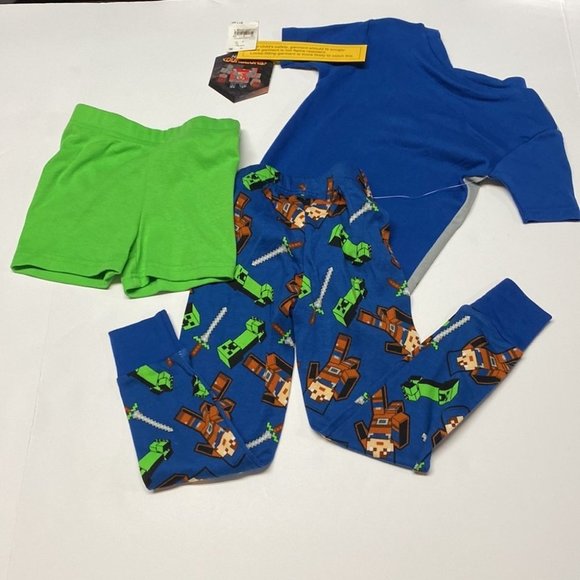 🪷NEW Minecraft Boys 3 Piece Pajama Set Size 4~ NEW - Picture 2 of 7